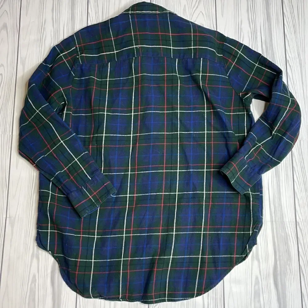 Madewell Flannel Oversized Ex-Boyfriend Shirt in Dark Plaid small
